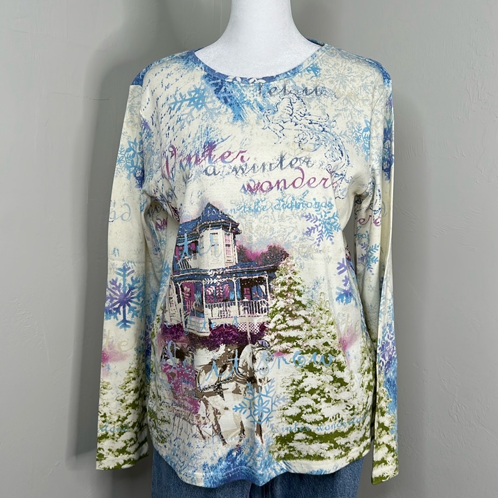 Christopher & Banks Winter Wonderland Long Sleeve Top